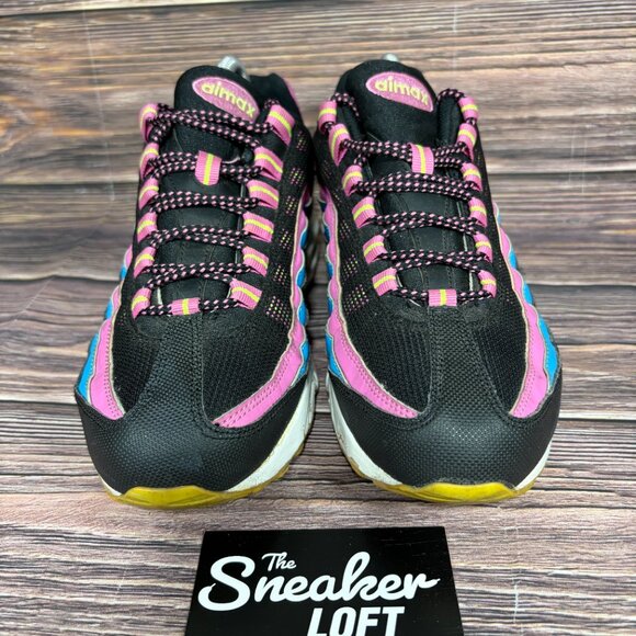 Nike Air Max 95 2013 Women's Black Volt Ice Red Violet Athletic Shoes Size 8.5 - Picture 2 of 8